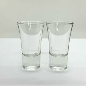 Set of 2 Italian Shot Glasses Liqueur Tumbler Clear Retro Bar Made in Italy 2 Oz
